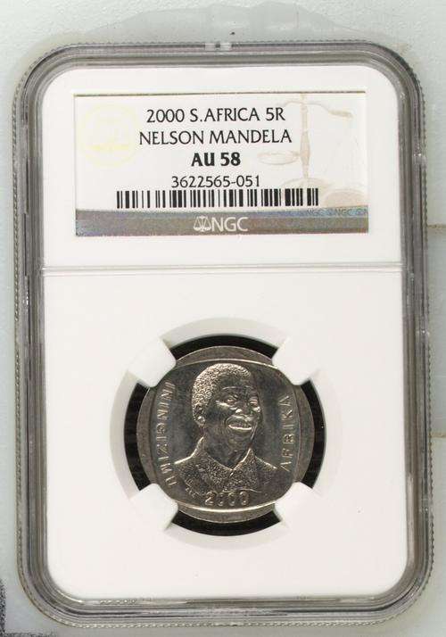 Nelson Mandela 2000 R5 - NGC Graded AU58 - R1 Start.